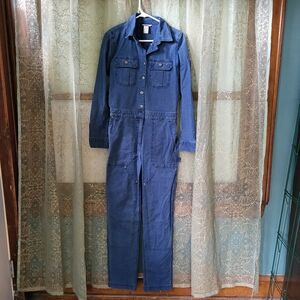 Duluth Trading Company blue denim long sleeve jumpsuit boiler suit sz XS